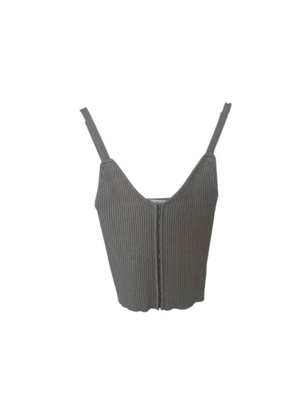 Zara Gray Ribbed Knit Crop Top - Picture 2 of 8